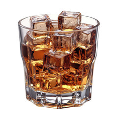 glass with ice cubes isolated on a white background