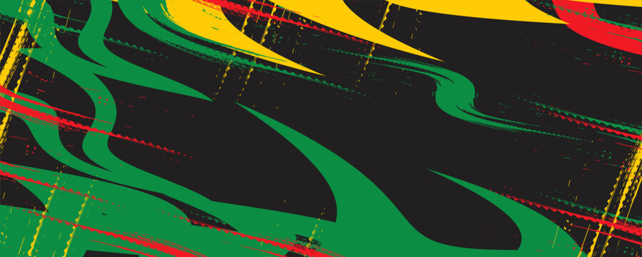Simple background with gradient zigzag line pattern and with Jamaican color theme