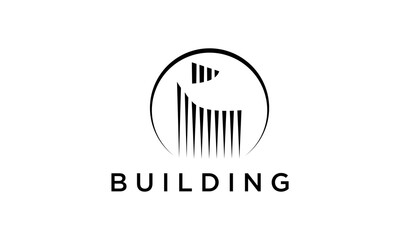 Architectural Symbol: A clean and modern logo design featuring an abstract depiction of a building within a circle, representing structure and design excellence.