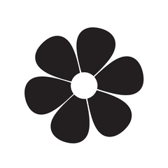 Simple Black and White Five-Petal Flower Illustration Minimalist Icon