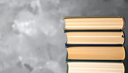 Stacked Books of Knowledge: A neat stack of books, their aged pages whispering tales of wisdom and discovery, sits serenely.