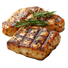 grilled chicken breasts isolated on a white background
