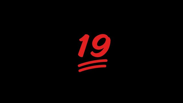 19 Number Handwritten With Underline Animation