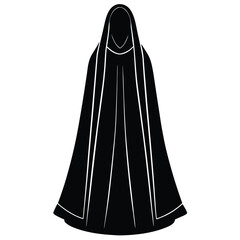 Naklejka premium Elegant muslim women in black abayas and hijabs fashionably posed for artistic representation Flat design vector illustration white background.