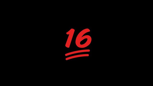 16 Number Handwritten With Underline Animation