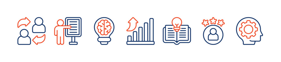 Training banner web icon vector illustration concept for education with coaching, teaching, knowledge, development, learning, experience and skills icons.
