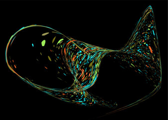 Multicolored paint splashes, dust particles, and debris are carried by the wind. 