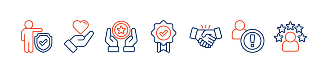 Credibility banner web icon vector illustration concept with integrity, trust, reliability, authenticity, commitment, attention and reputation icons
