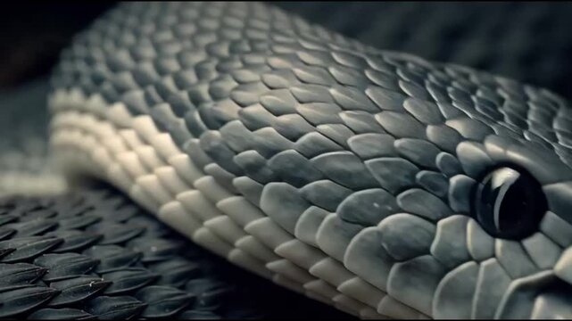 Ultra-realistic cinematic video of a snake in natural habitat, detailed scales, slow motion movement, intense eyes, dramatic lighting, wildlife realism, 4K nature footage