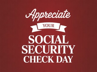 Appreciate your social security check day message on red background