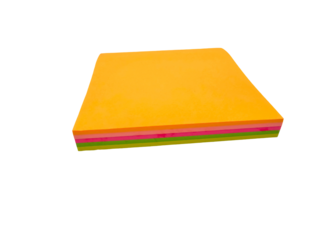 Stack of colorful sticky notes isolated on transparent background