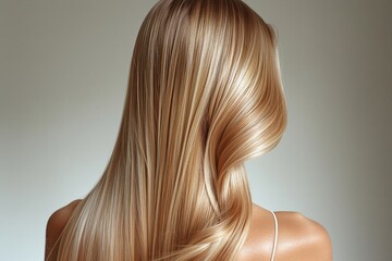 Naklejka premium A beautiful woman with long, flowing blonde hair. Ideal for portraying beauty, femininity, and elegance.