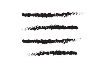 Black Crayon Brush Strokes Isolated on Transparent Background