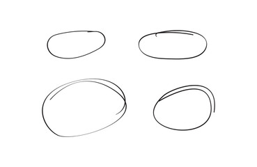 Set of Black Highlight Circles Isolated on Transparent Background