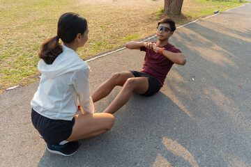 The couple went for a run and exercised in the morning.