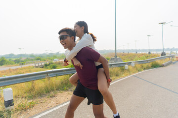 The couple went for a run and exercised in the morning.