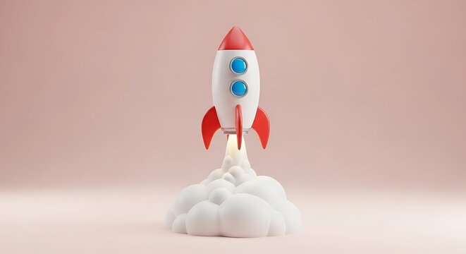 rocket on white background 3D icon