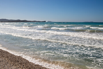 Ionian sea with waves, Acharavi, Corfu (Korfu), Greece