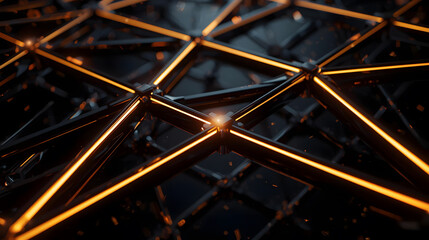 High-tech triangle grid abstract network of glowing golden points perfect for technology, data, network, communication, futuristic concepts in design projects.