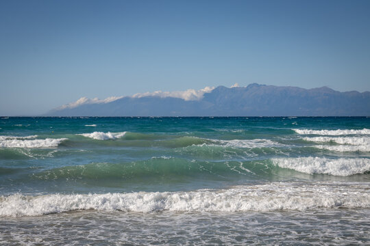 Ionian sea with waves, Acharavi, Corfu (Korfu), Greece