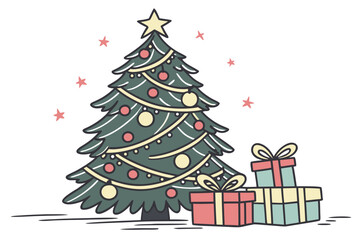 Fototapeta premium christmas tree with gift boxes