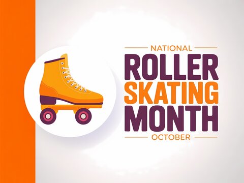 National roller skating month october celebration with orange roller skate