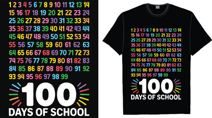 100 Days of School Numbers Chart Colorful Educational T Shirt Design
