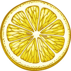 Lemon slice. Hand drawn vintage illustration.