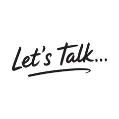 Handwritten text saying let s talk with a simple underline on white background