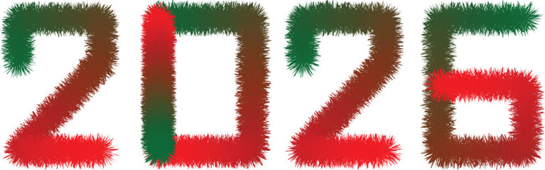 Festive 2026 numbers in red and green with a textured effect