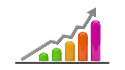 Upward trend graph illustrating business growth and positive progress against a black background