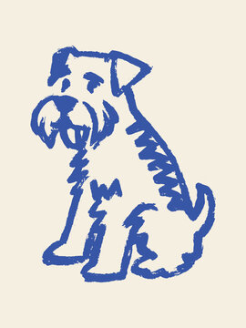 Terrier dog sitting hand drawn sketch vector illustration