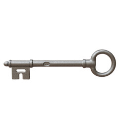 Old vintage key isolated on white, transparent. 3d