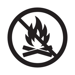 No open flames allowed A prohibition sign depicting a fire with a red cross