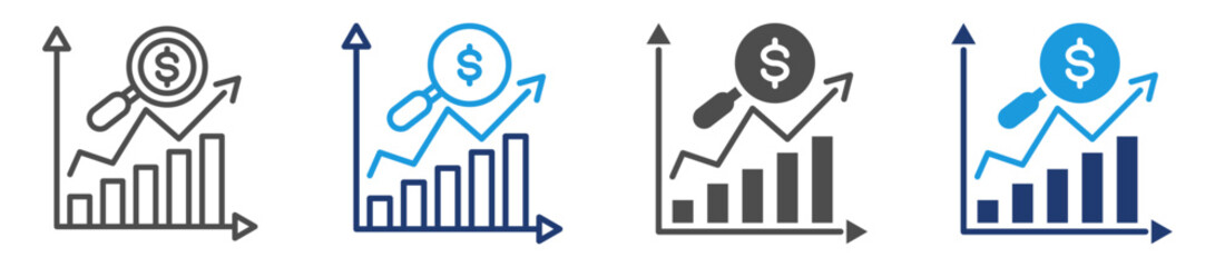 sales forecasting icon sheet with multiple style