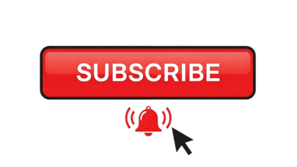 Bright red glossy subscribe button with white text and a notification bell icon with a cursor clicking it isolated on transparent background