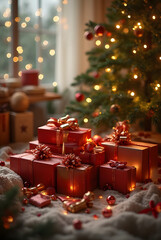 christmas tree with gift boxes