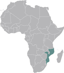 Latest Africa Map of Mozambique, High-Resolution Illustration © jinkyu