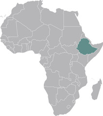Ethiopia, Africa Country Boundary Map Illustration