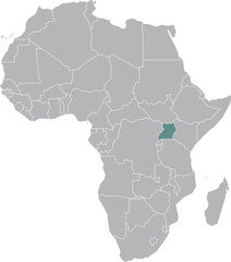 Uganda, Africa Country Boundary Map Illustration
