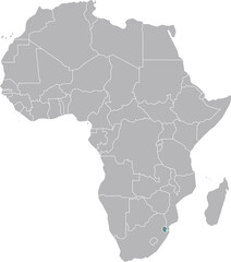 Kingdom of Eswatini, Africa, Country Boundaries Map Illustration