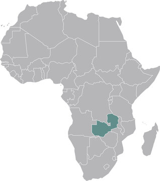 Zambia, Africa Country Boundary Map Illustration