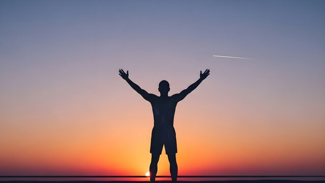 Athlete Silhouette Celebrating at Sunset &ndash; International Day of Sport for Development and Peace