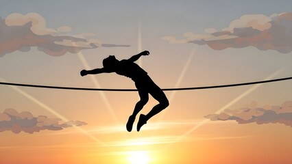 Athlete Silhouette Jumping at Sunrise – International Day of Sport for Development and Peace