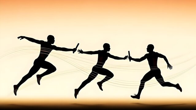 Athlete Silhouettes Passing Baton Mid-Air &ndash; International Day of Sport for Development and Peace