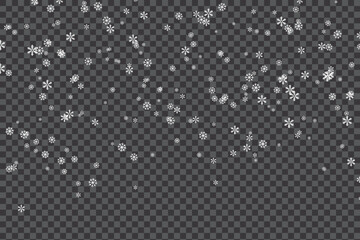 Christmas Falling Snow Particles on Transparent Background | Realistic Falling Snow Overlay Vector with Transparent Background