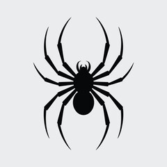 Simple black spider silhouette illustration on a light gray background