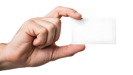 Obraz premium hand holding a blank white business card isolated, png