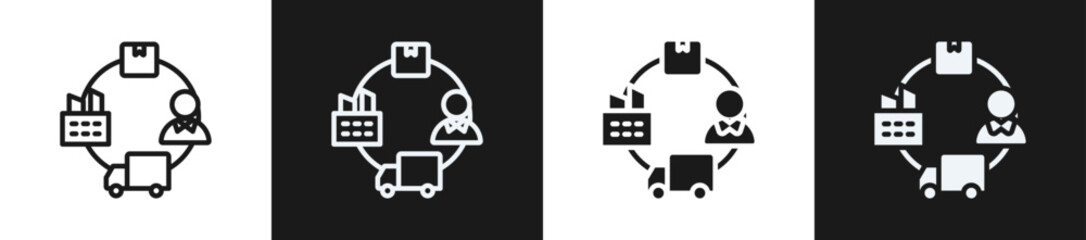 Supply Chain Line N Glyph Icon Style In White And Black Background