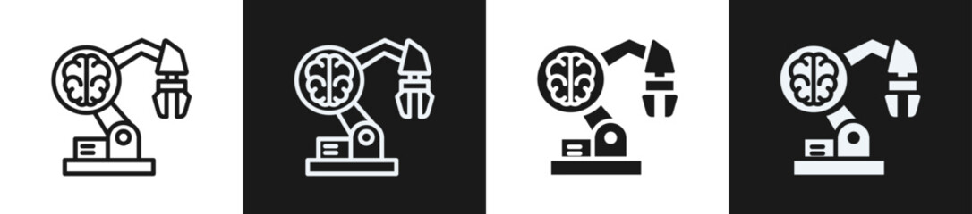 Industrial Ai Line N Glyph Icon Style In White And Black Background